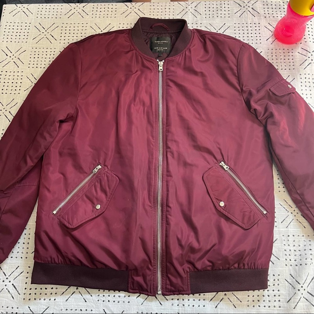Zara Bomber jacket in Burgundy. - Picture 3 of 8